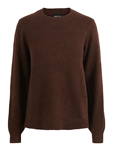 PIECES Damski sweter PCJANITA LS O-Neck Wool Knit NOOS BC, Chicory Coffee, XS