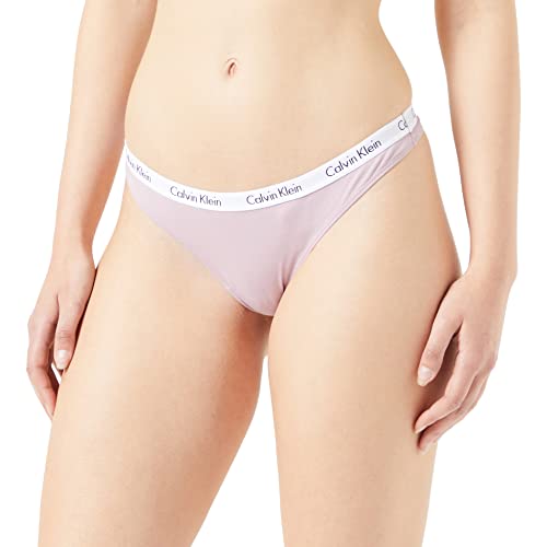 Calvin Klein - Idealnie dopasowane stringi - bielizna damska - beżowa - 72% poliamid, 28% elastan - logo Calvin Klein - niski stan - rozmiar XS, Happy Fioletowy, M