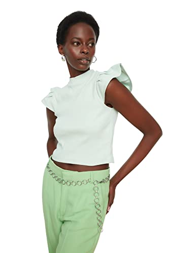 Trendyol Damska bluzka z dzianiny Mint Crop, miętowy, XS