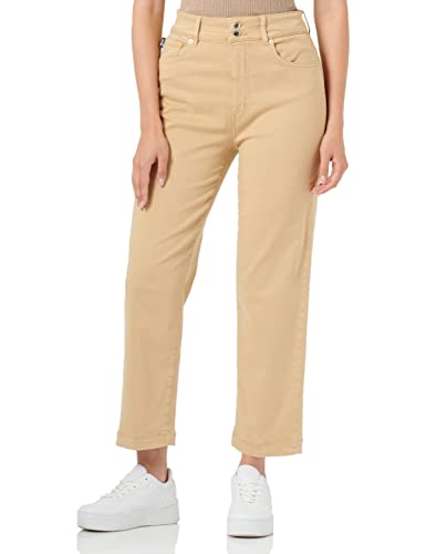 Love Moschino Damskie spodnie Cropped Garment Dyed Twill with Black Shiny Back Tag Casual Pants, Rust Light Brown, 31