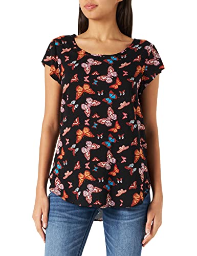 ONLY Damska koszulka Onlnova Life S/S Top AOP PTM, Burnt Henna/Aop:328 La Farfalla, 34
