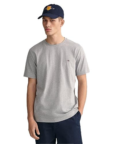 GANT Koszulka męska Reg Shield Ss, szary melanż, 5XL