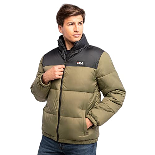 FILA Męska kurtka SOLLER Puff Jacket, Burnt Olive-Black, XL