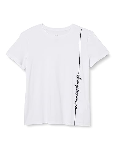 Armani Exchange Damska koszulka z logo Signature Crew Neck Cotton Jersey Tee T-Shirt, biały, XS