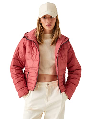Koton Damska kurtka puchowa, krótka kurtka z kapturem, Dusty Rose (GK1), 36