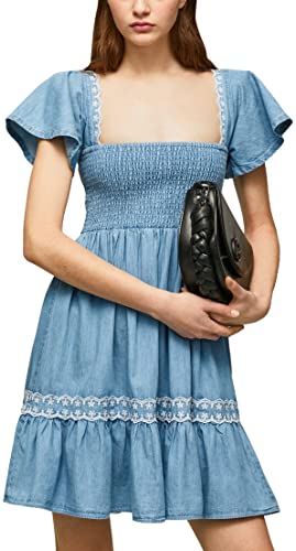 Pepe Jeans Damska sukienka Adele, niebieska, M, NIEBIESKI, M