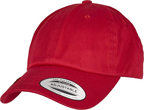 Yupoong Flexfit Unisex Dad Cap z organicznej bawełny z zakrzywionym daszkiem, czapka bejsbolowa z bawełny organicznej, regulowany rozmiar, rozmiar uniwersalny, czerwony, jeden rozmiar