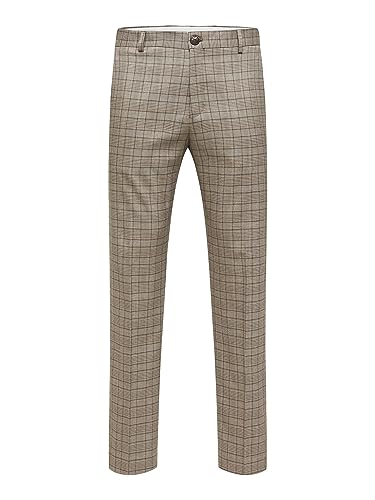 SELECTED HOMME Spodnie męskie 175 Slim Fit w kratkę, Brownie, 42