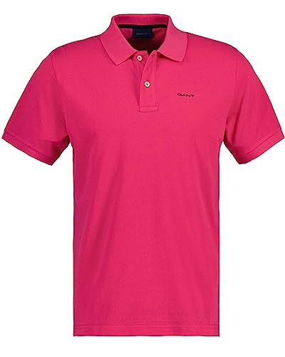 GANT Męska koszula polo MD. SS Pique Rugger, magenta PINK, standardowa, magenta różowy, L