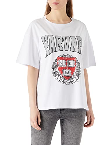 Koton Damska koszulka Kurzarm z nadrukiem Harvard, Ecru (010), M