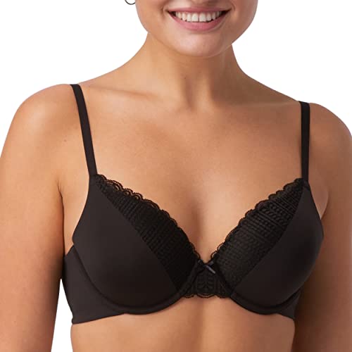 Maidenform Damski wygodny miękki biustonosz z fiszbinami 09404 koszulka, czarny, 38C