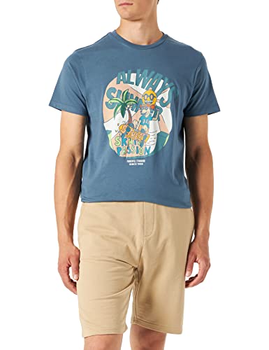 Springfield Męski T-shirt z kieszonką Plaston podkoszulek, beżowy, M