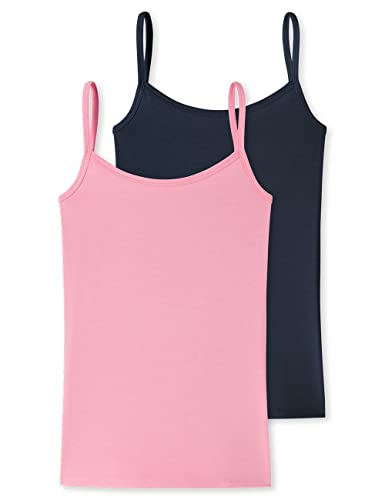 Schiesser Dziewczęcy Podkoszulek, 2 Sztuki, Bielizna Typu Spaghetti Top, Ciemnoniebiesko-Różowa, Uniwersalna, 152, Ciemnoniebieski, Różowy, Uniwersalny, 152 Cm