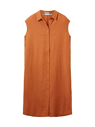 TOM TAILOR Damska lniana sukienka bez rękawów, 31650 - Terakota Brown, 46