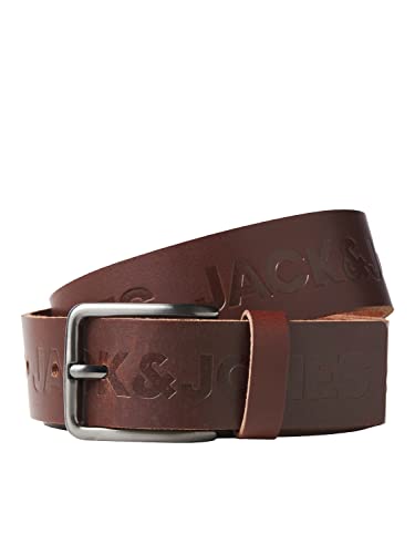 Bestseller A/S Męski pasek JACJONES Logo Leather Belt NOOS, brązowy Stone, 95, brązowy kamień