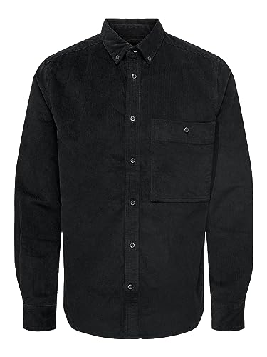 ONLY & SONS Męska koszula sztruksowa, czarny, XL