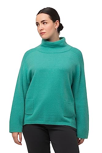 Ulla Popken Damski sweter ze stójką, cyan, 50/52