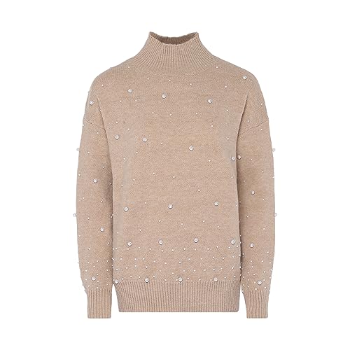 faina Damski sweter z cekinami, elegancki sweter akryl beżowy rozmiar XS/S, beżowy, XS