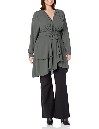 City Chic Women's Apparel City Chic Plus Size Top Shibara Bluzka, Deep Sage, 22, Głęboka szałwia, 46-Plus