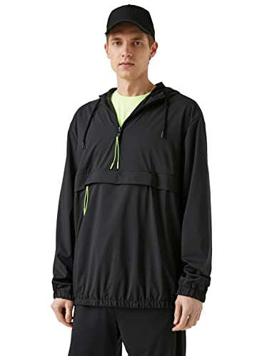 Koton Męska kurtka sportowa z Hohem Kragen Reißverschluss Detail kurtka, czarny (999), XL, Czarny (999), XL