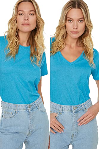 TRENDYOL T-shirt damski, niebieski, S