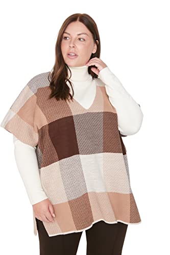 TRENDYOL Damska spódnica z dekoltem w serek, w kratkę, regularne rozmiary, wielokolorowa, 3XL, Multi-Color, 3XL