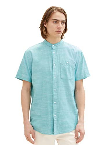TOM TAILOR Denim Męska koszula z krótkim rękawem i kieszenią na piersi, 31867 - Turquoise Chambray, L