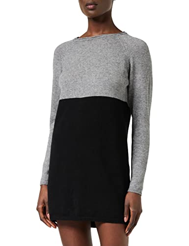ONLY Damska sukienka z dzianiny krótka, Medium Grey Melange/Stripes:w. Black, S