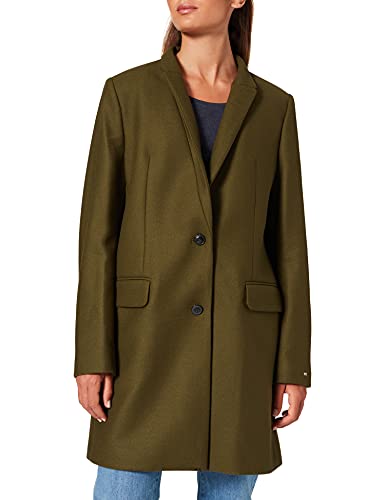 Tommy Hilfiger Wool Blend SB Hip Length Coat Długi Płaszcz Kobiety, Olivewood, 34