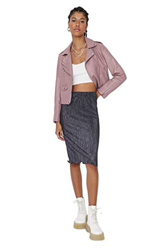 Trendyol Damska mini obcisła dzianinowa spódnica Bodycon, szary, S
