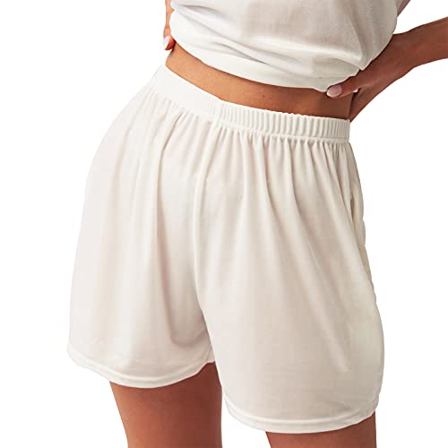 OHS Damskie welurowe elastyczne szorty z weluru wygodne damskie bielizna na co dzień, kremowy, M/L