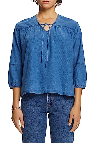 ESPRIT Bluzka z bawełny twill, 400/granatowy., XXS