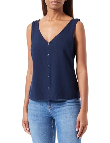 Vero Moda Damska koszulka Vmmymilo Sl z dekoltem w serek WVN Ga Top, Marynarka granatowa, S