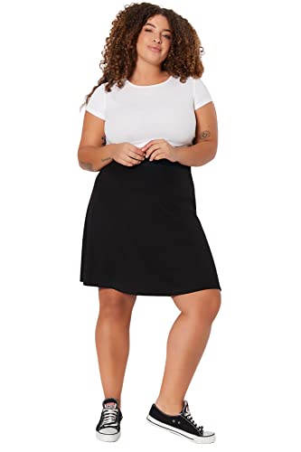 Trendyol Damska spódnica z dzianiny o regularnym kroju plus size, Czarny, 3XL