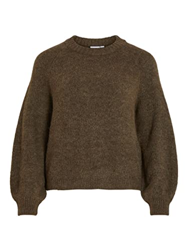 Vila Women's VIJAMINA O-Neck L/S Knit TOP-NOOS sweter dzianinowy, krokodyle/szczegóły: melanż, S, Krokodyle. Szczegóły: melanż, S