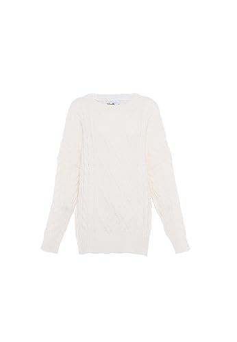 Blonda Damski sweter z dzianiny Leniwy biały M/L, biały (wollweiss), M