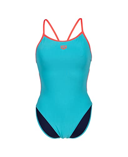 ARENA Damski kostium kąpielowy MaxLife One Piece Lace Back jednoczęściowy kostium kąpielowy, Martinica/Fluo Red, 28, Martinica/Fluo Red