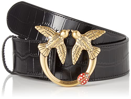 PINKO Damski pasek Love Croco H4 skóra St. C pasek, Z99q_czarny-antyczny złoty, XS