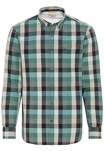 camel active Męska koszula w kratę z czystej bawełny, zielony, L