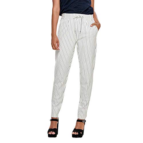 ONLY Onlpoptrash Easy Rush Stripe PNT Noos spodnie damskie, Wielokolorowe (Cloud Dancer Stripes:black), (XL) W / 32L