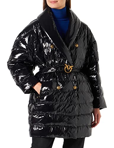 PINKO Damski płaszcz puchowy Izar wyściełany kryształ nylonowy alternatywny płaszcz puchowy, Z99_czarny limuzyna, mały