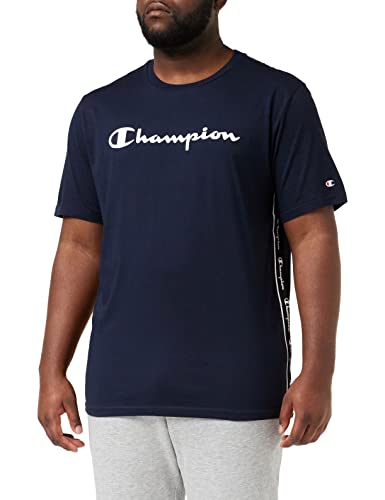 Champion Męski T-shirt American Tape Big Logo, niebieski morski, S