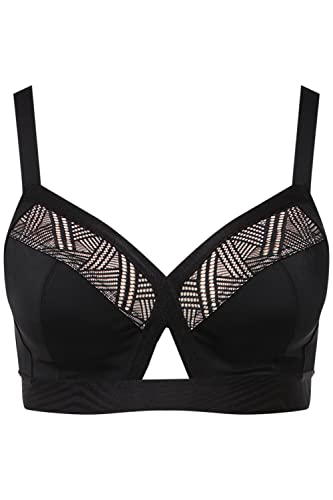 Ulla Popken Damski biustonosz Soft-Bra, Wonder-Cross, Schwarz, 90D
