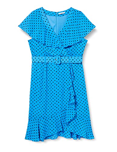 Gina Bacconi Damska sukienka kopertowa z żorżetą z falbankami koktajlowa, niebiesko-czarna, 8, Niebieski/Czarny, 34