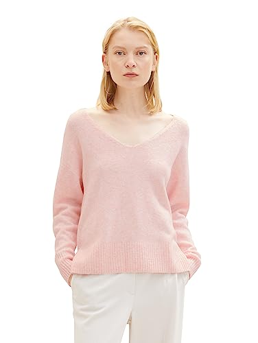 TOM TAILOR Denim Damski sweter Basic z dekoltem w serek, 32541-light English Rose Melange, S