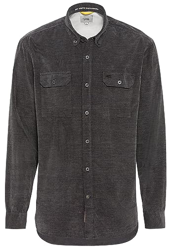 camel active Koszula męska z Broken Corduroy, czarny, XXL