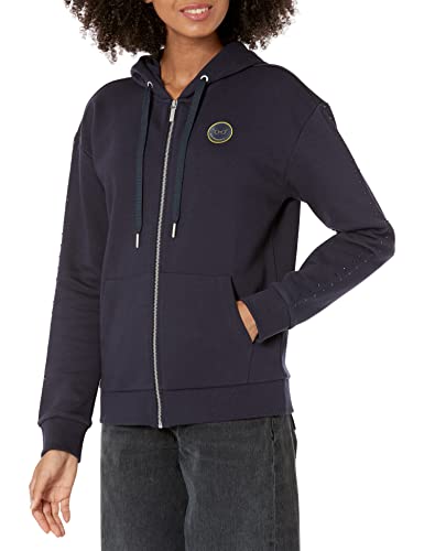 Armani Exchange Damska bluza z kapturem, kieszenie, logo z przodu, Blueberry, ekstra mała