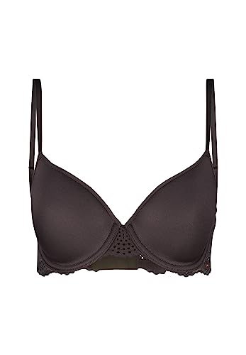 Skiny Damski miękki biustonosz wyjmowane wkładki Bamboo Lace, Truffle Grey