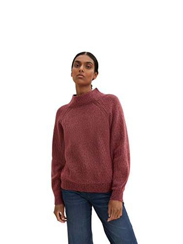 TOM TAILOR Damski Sweter z dzianiny ze stójką 1034055, 13051 - Port Red, XXL