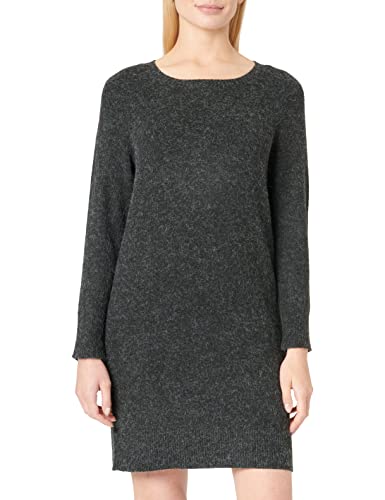 ONLY Petite Women's ONLRICA Life L/S O-Neck Dress KNT FN PTT sukienka, Black/Detail:W. Melanż, L, Czarny/szczegóły: w melanż, L
